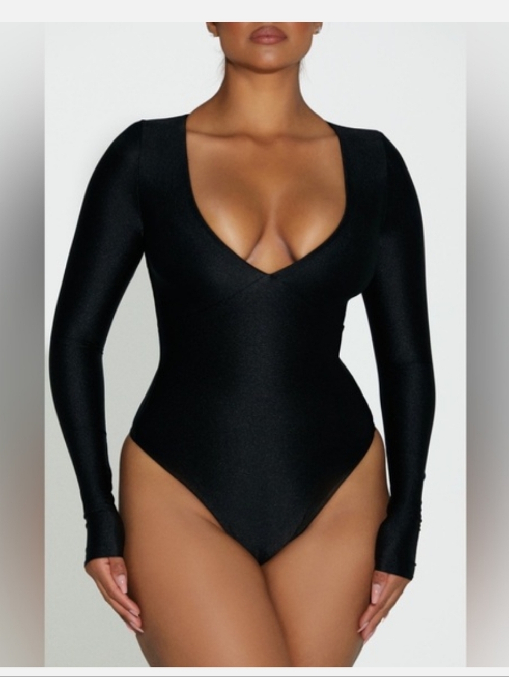 Naked Wardrobe $78 SLEEK ENERGY BODYSUIT Black NWOT